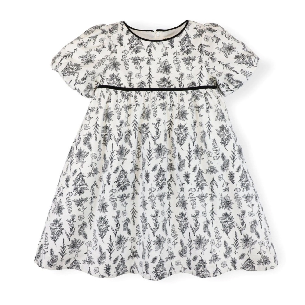 Hope & Henry White Black Heirloom Toile Puff Sleeve Party Dress 5